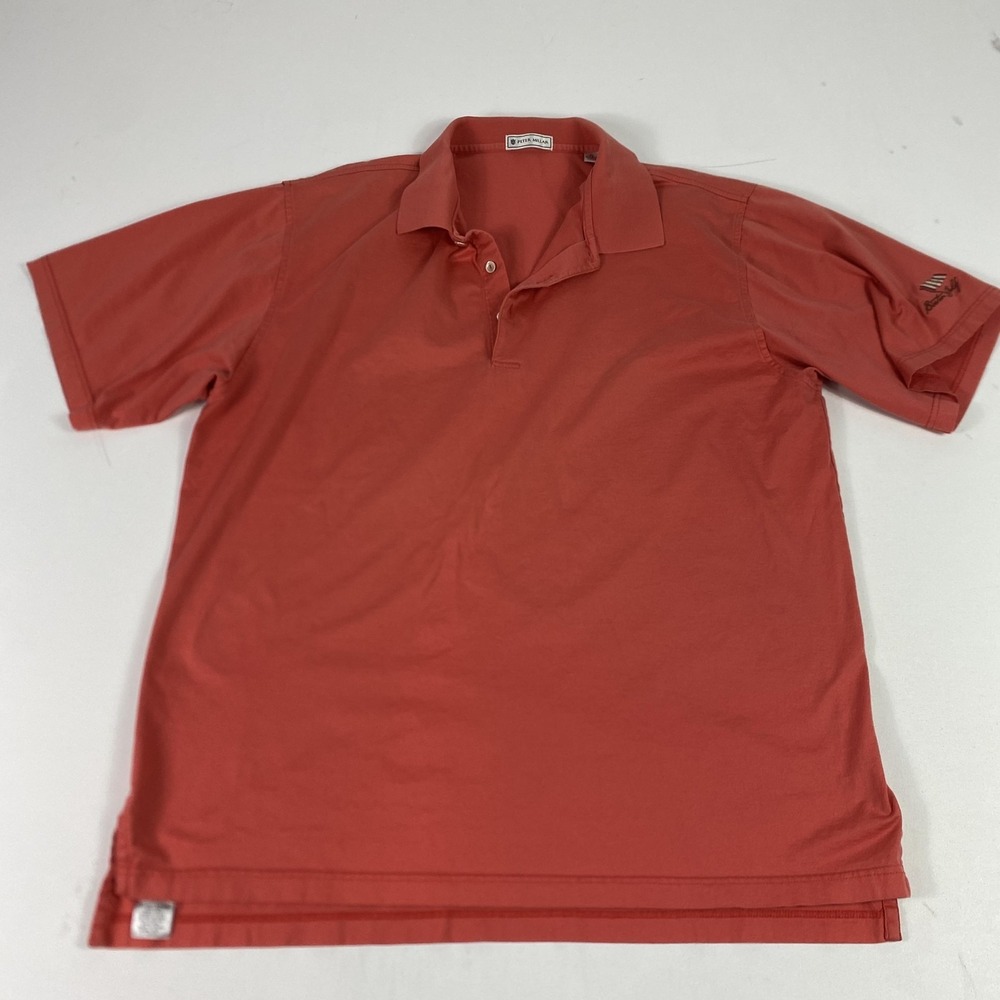 Peter Millar Polo Shirt Mens XL Orange Solid Cotton Boston Golf Casual Korea